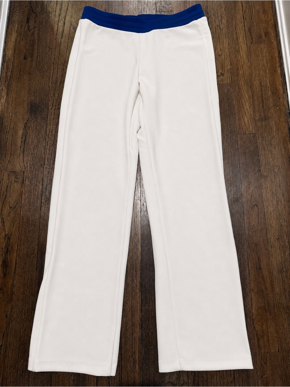 Varsity Spirit White Pant with Blue Elastic Waistband